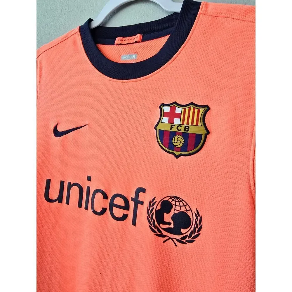 Nike FC Barcelona Messi 10 2009 Away Jersey Orange Shirt Size S Vintage Y2K